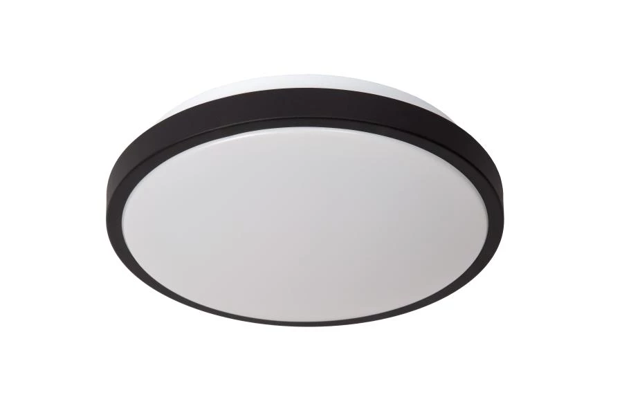 Lucide DASHER - Plafonnier Salle de bains - Ø 29,3 cm - LED - 1x12W 2700K - IP44 - Détecteur De Mouvement - Noir - UIT